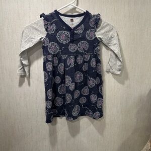 Tea Collection Navy and Gray Kids Casual Dress